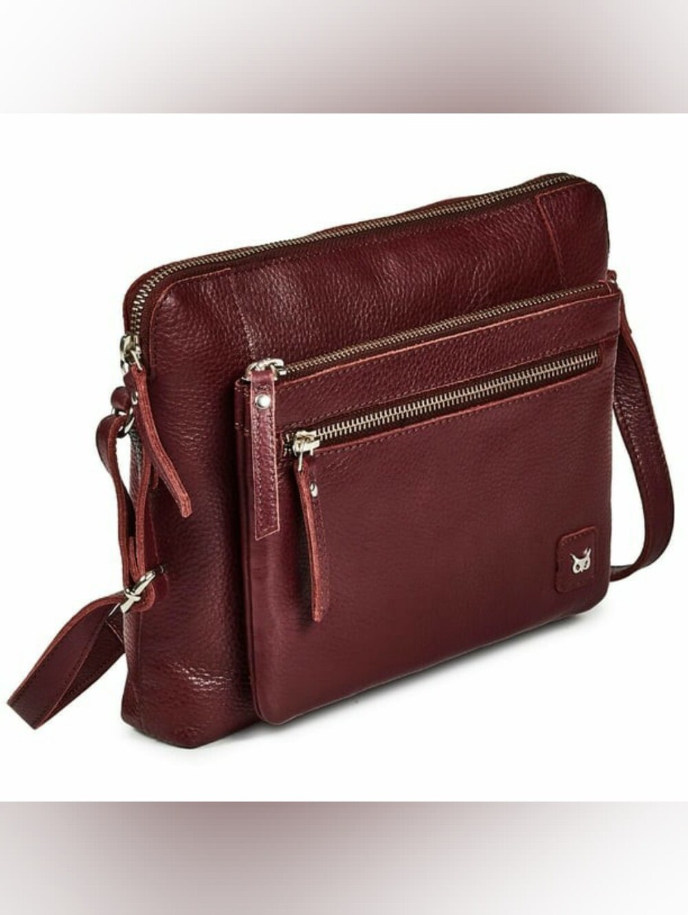 Wise Owl Accessories Small Soft Genuine Leather Crossbody Bag in a Burgundy napp